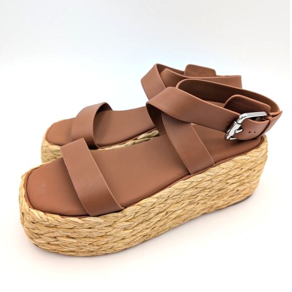 Donna Karan Pure Lalah Ankle Strap Raffia Platform Sandal Size US9.5M EU40.5 - Picture 1 of 12